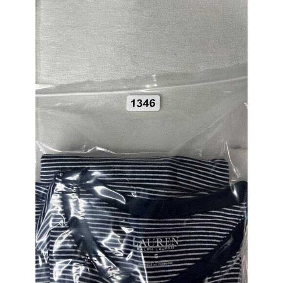 Ralph Lauren Nightgown M Navy Blue White Stripe Long Sleeve Sleep SKYKH 813938T - Picture 15 of 15